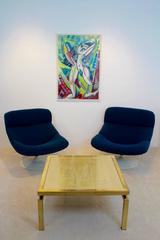 Unique Set Artifort Swivel Lounge Chairs F518 and F522 by Geoffrey Harcourt