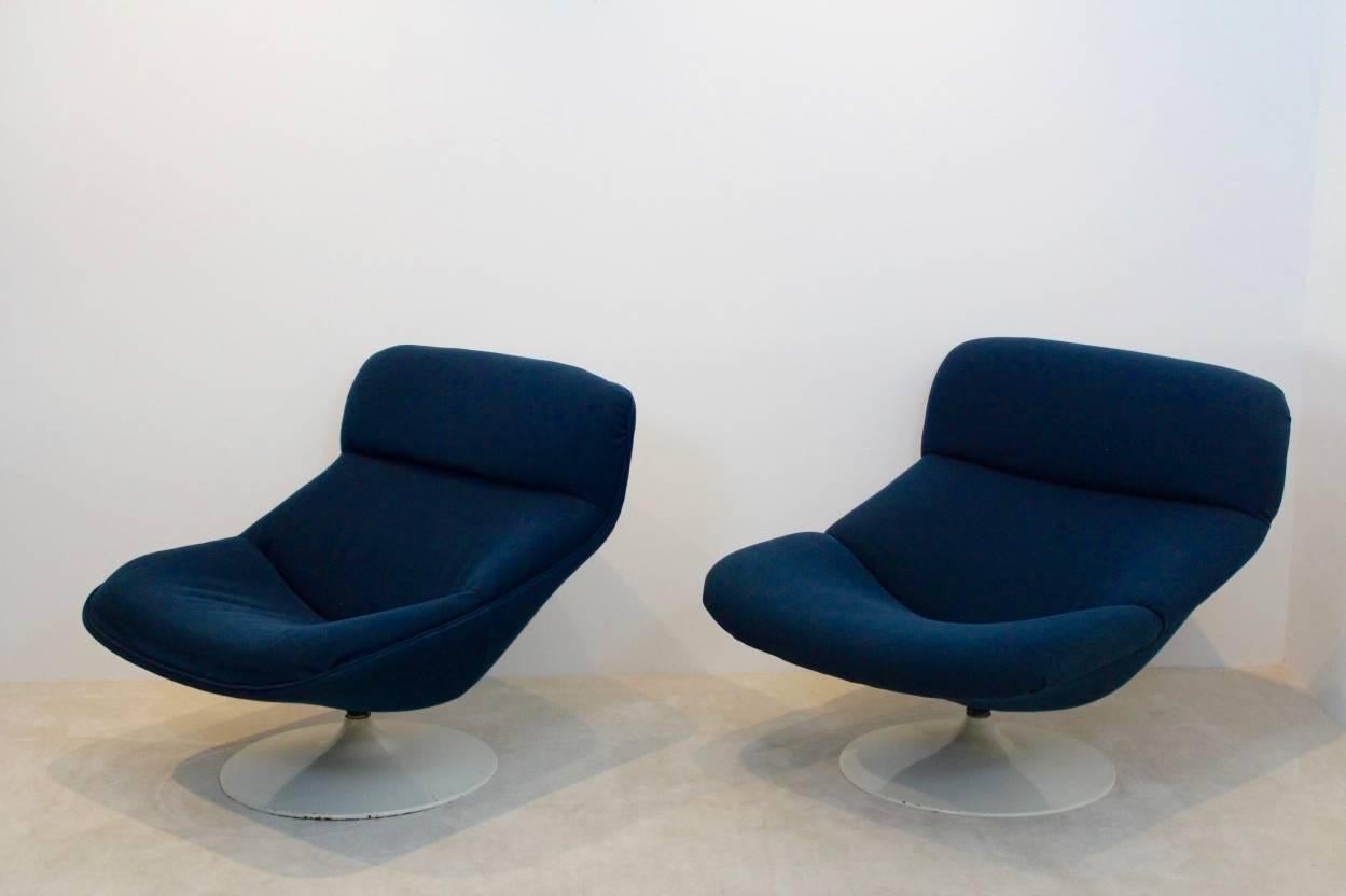 Unique Set Artifort Swivel Lounge Chairs F518 and F522 by Geoffrey Harcourt In Good Condition In Voorburg, NL