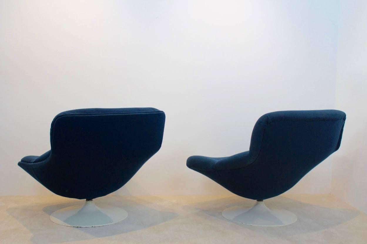 20th Century Unique Set Artifort Swivel Lounge Chairs F518 and F522 by Geoffrey Harcourt