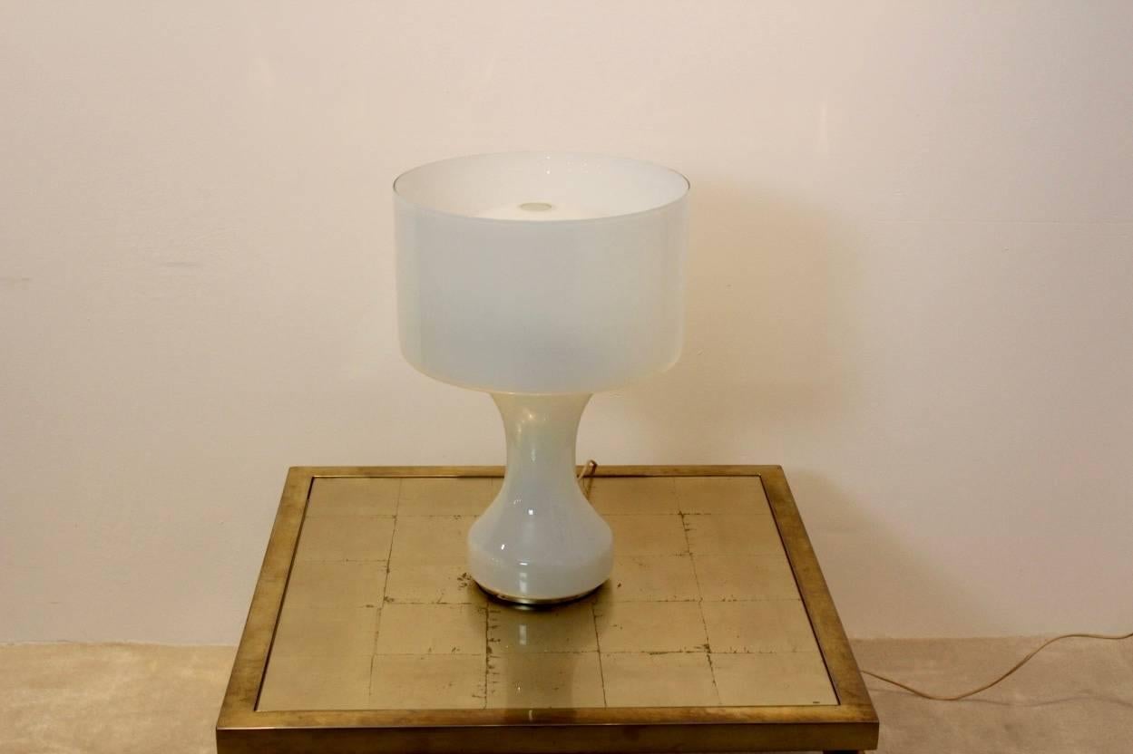 Italian XL Snow White Handblown Glass Sebenica Table Lamp by Enrico Capuzzo for Vistosi