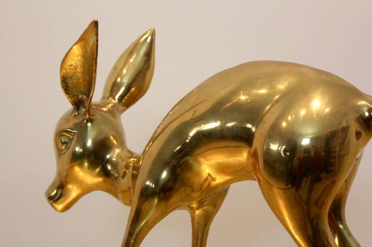 20th Century Exclusive ‘Bambi’ Brass Deer Sculpture, France, 1970s