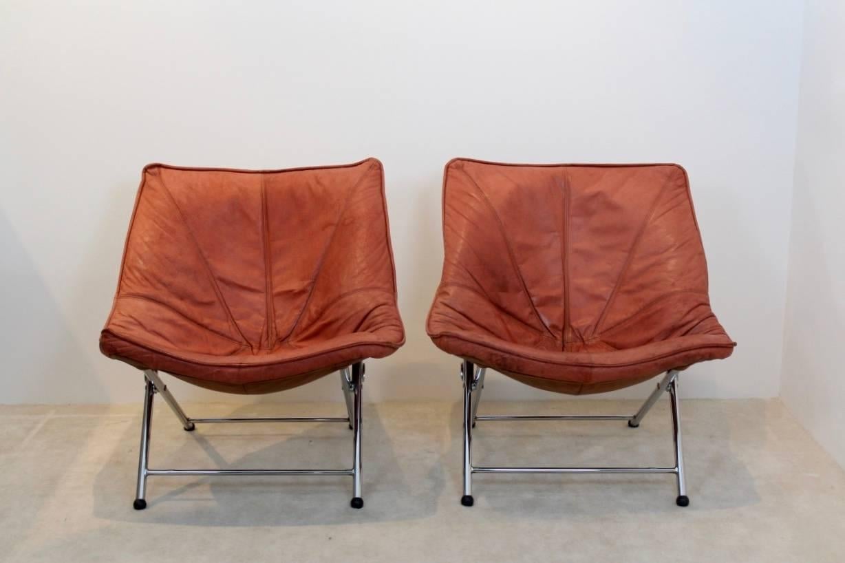 20th Century Exclusive Molinari Foldable Easy Chairs Designed by Teun Van Zanten, 1970s