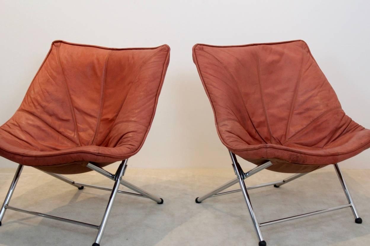 Exclusive Molinari Foldable Easy Chairs Designed by Teun Van Zanten, 1970s 1