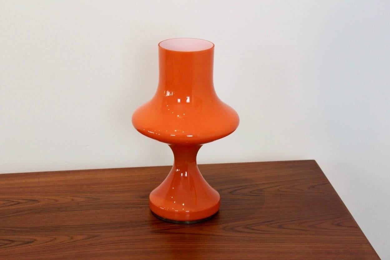 Italian Amazing Orange Vistosi Glass Table Lamp, 1960s