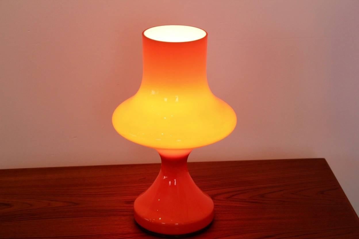Opaline Glass Amazing Orange Vistosi Glass Table Lamp, 1960s