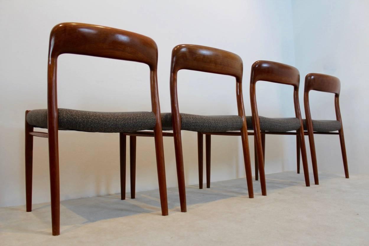 Scandinavian Modern Model 75 Dining Chairs by Niels Otto Møller for J.L. Møllers Møbelfabrik A/S