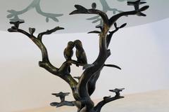Sculptural Willy Daro Brass Tree Lovebirds Coffee Table