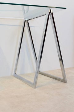 One of a Kind Chrome Trestle Leg Side Table