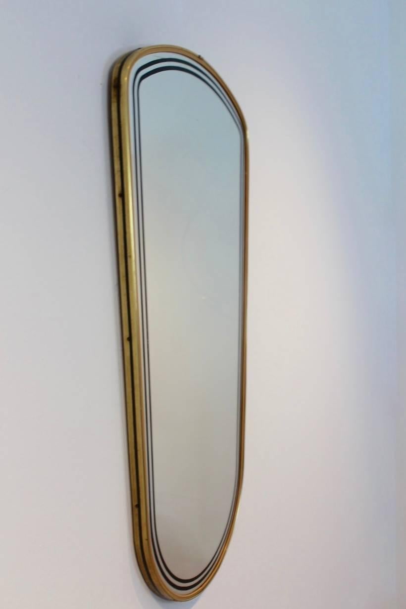 Mid-Century Modern Elegant Mid-Century Brass Framed Mirror, France