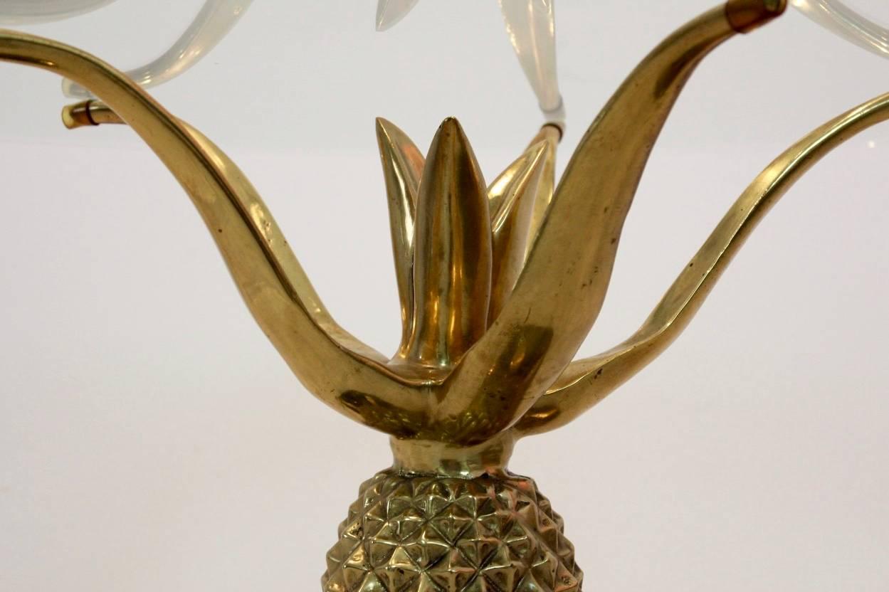 Sculptural Brass, Glass and Marble Pineapple Coffee Table, France, 1970s, Paris In Excellent Condition In Voorburg, NL