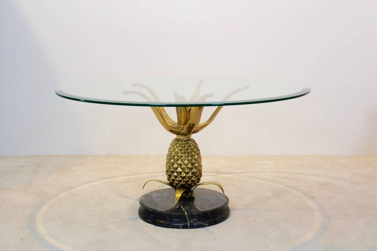 20th Century Sculptural Brass, Glass and Marble Pineapple Coffee Table, France, 1970s, Paris