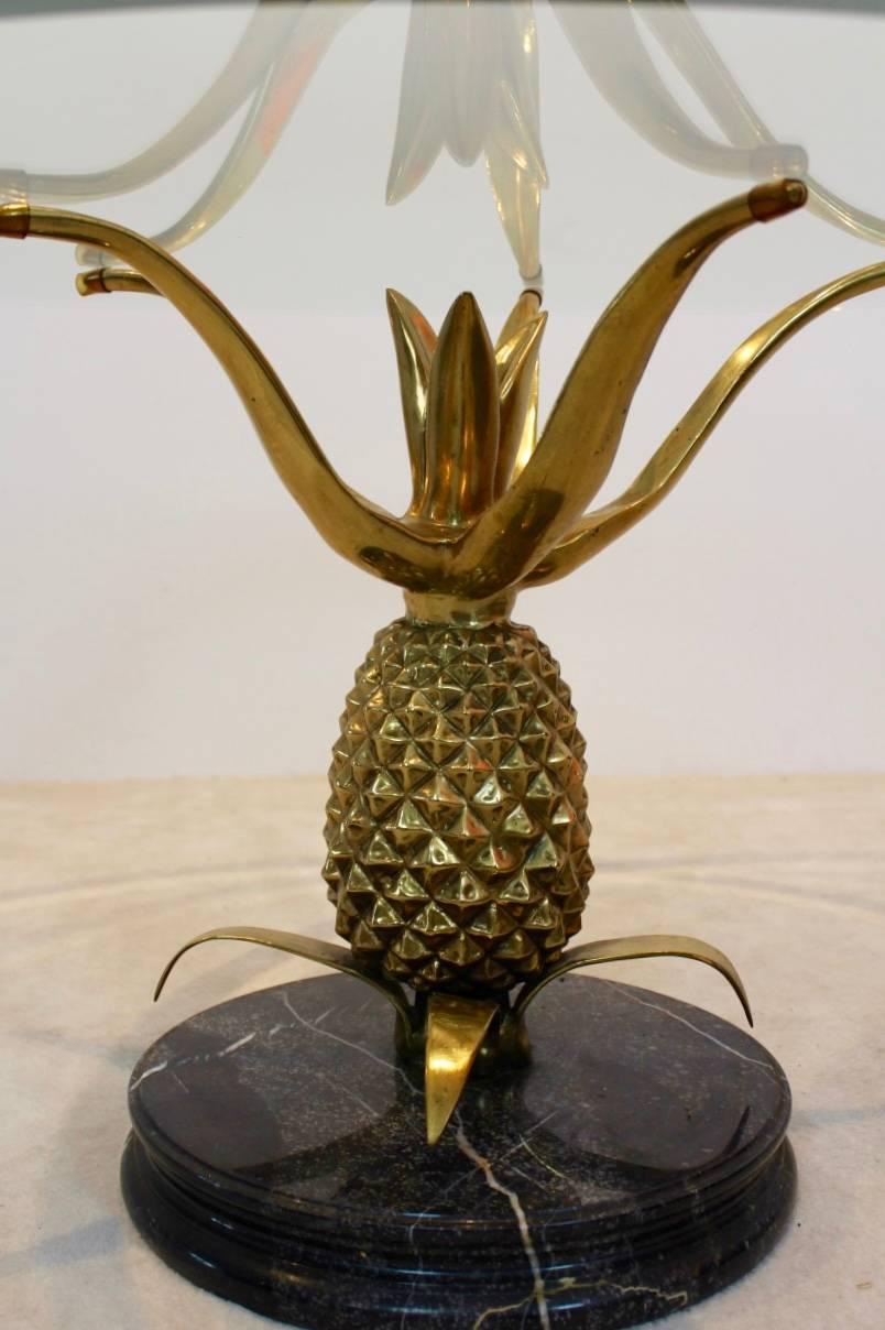 Sculptural Brass, Glass and Marble Pineapple Coffee Table, France, 1970s, Paris 1