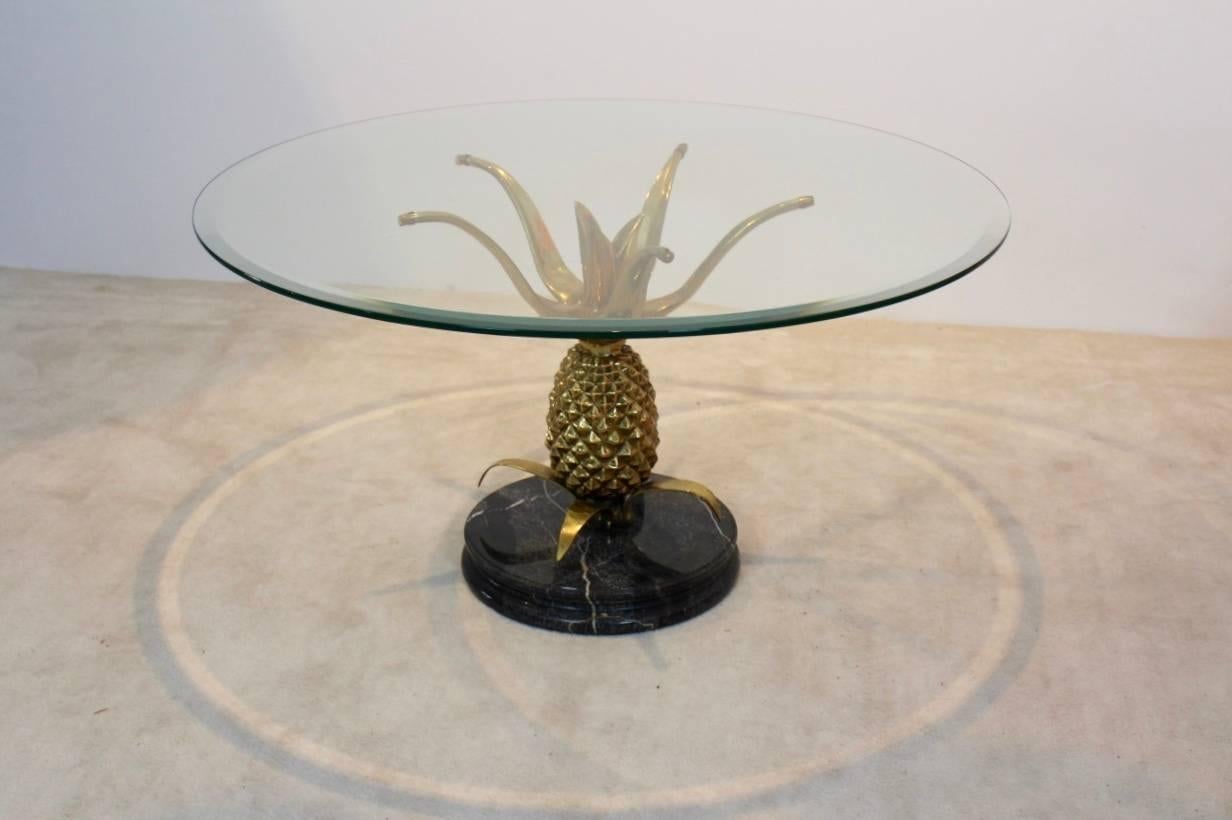 Sculptural Brass, Glass and Marble Pineapple Coffee Table, France, 1970s, Paris 2