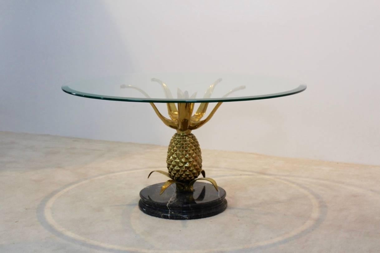 Sculptural Brass, Glass and Marble Pineapple Coffee Table, France, 1970s, Paris 4