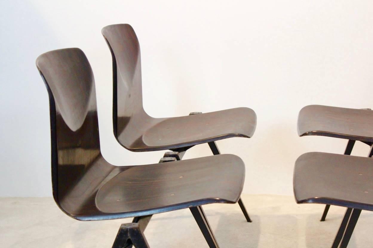 Wengé Stackable Pagholz Galvanitas S22 Industrial Diner Chairs, 1960s 3