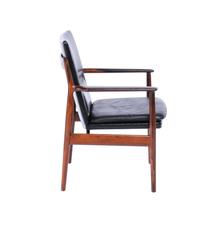 Arne Vodder Model 431 Rosewood and Black Leather Armchairs