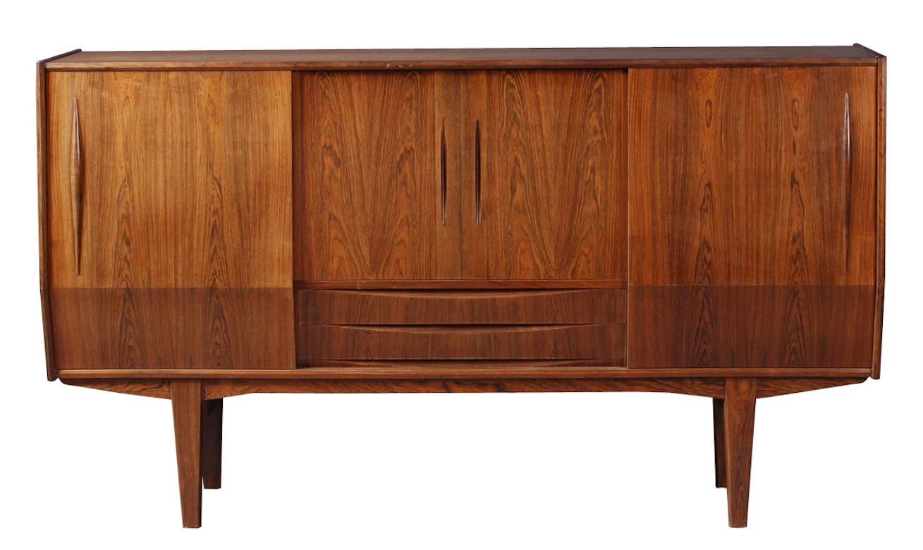 Metal High Sideboard in Brazilian Rosewood by Danish Furniture Producer, 1960s