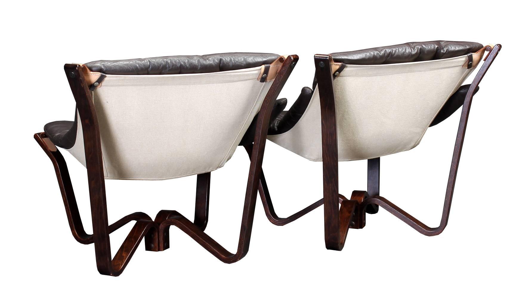 Mid-Century Modern Spider Lounge Chairs by Sigurd Resell in Brown Leather