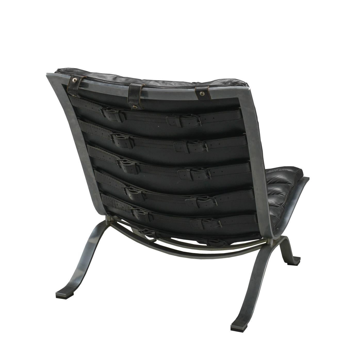 Scandinavian Modern Ari Chair by Arne Norell in Black Leather For Sale