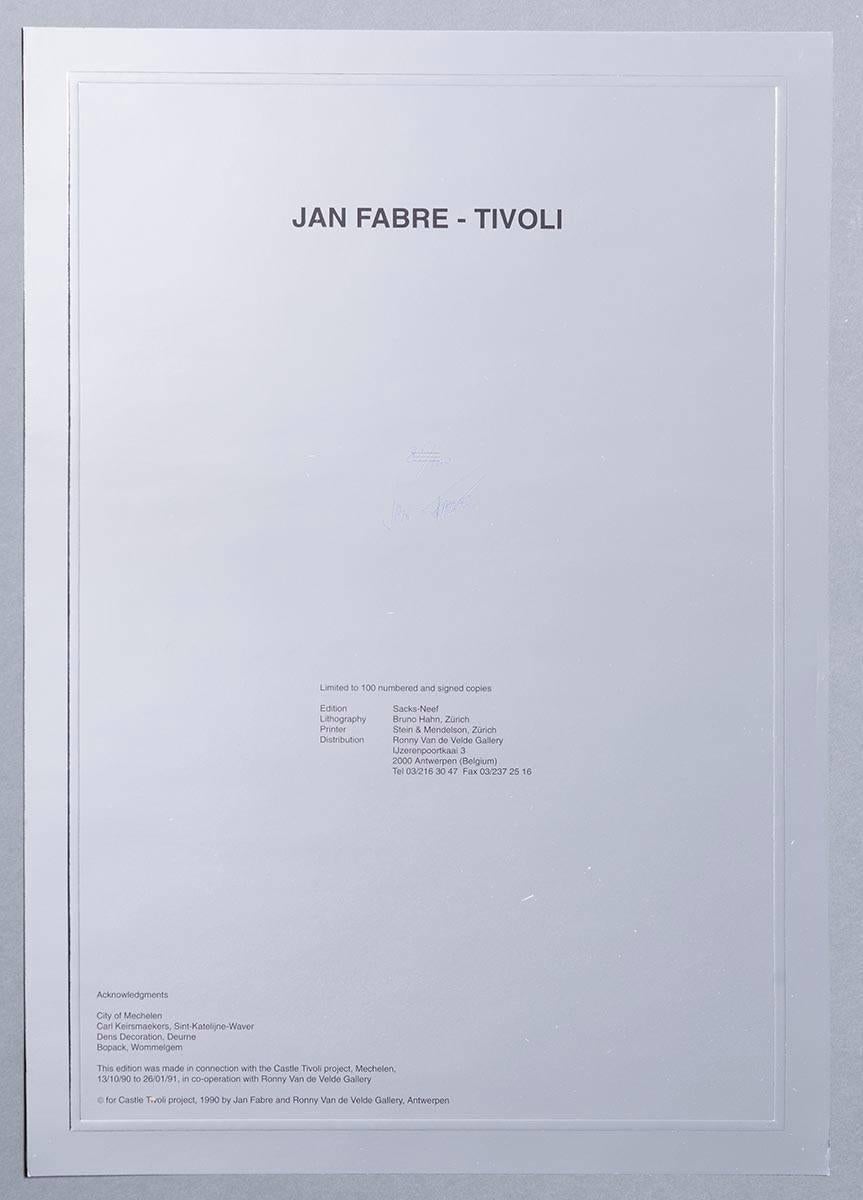 Jan Fabre (born 1958) "TIVOLI" box, limited edition of 100, here no. 82/100 signed by the artist. The edition contains six Jan Fabre lithographs and was made in connection with the Castle Tivoli project, Mechelen, in 1990/91. It had been