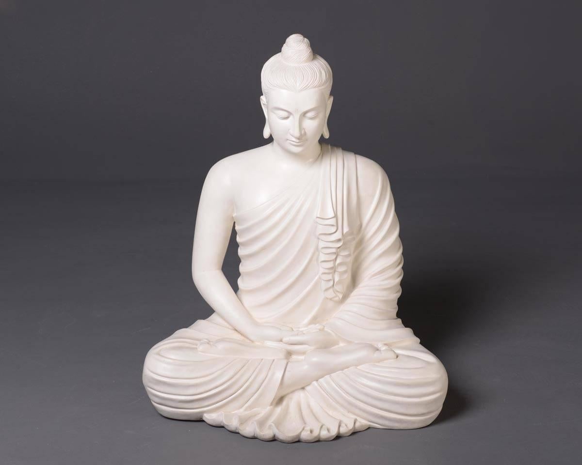 First Buddha statue worldwide in life human size and weight (ca. 60 kg) and not sitting on a lotus flower. Designed and produced by former owner in a small edition of 20 pieces worldwide. Producer’s thoughts: Siddharta Gautama was around 30 years