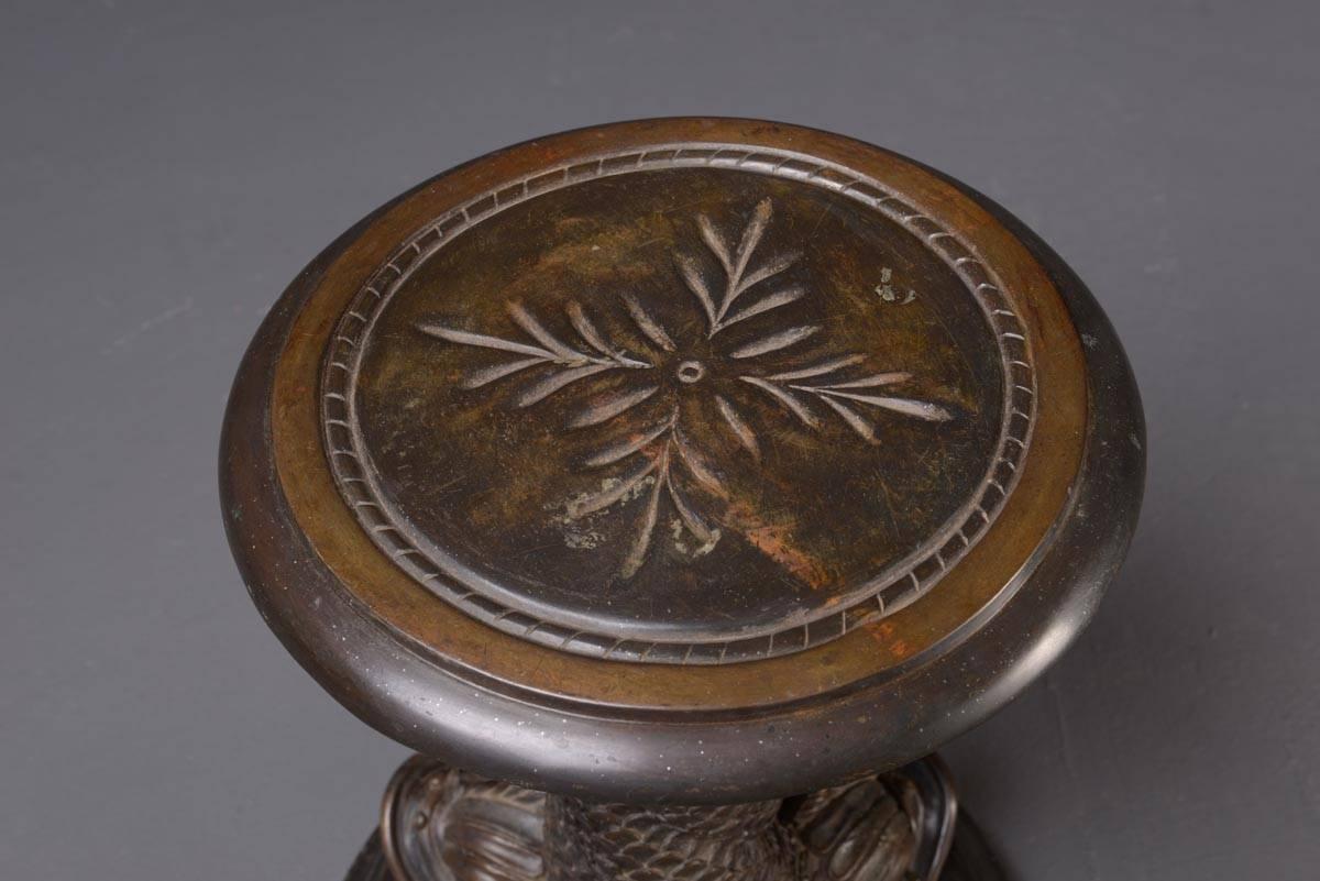 Late 20th Century Flower Stand/ Stool, Cast Iron, Bronzed, Classical Style