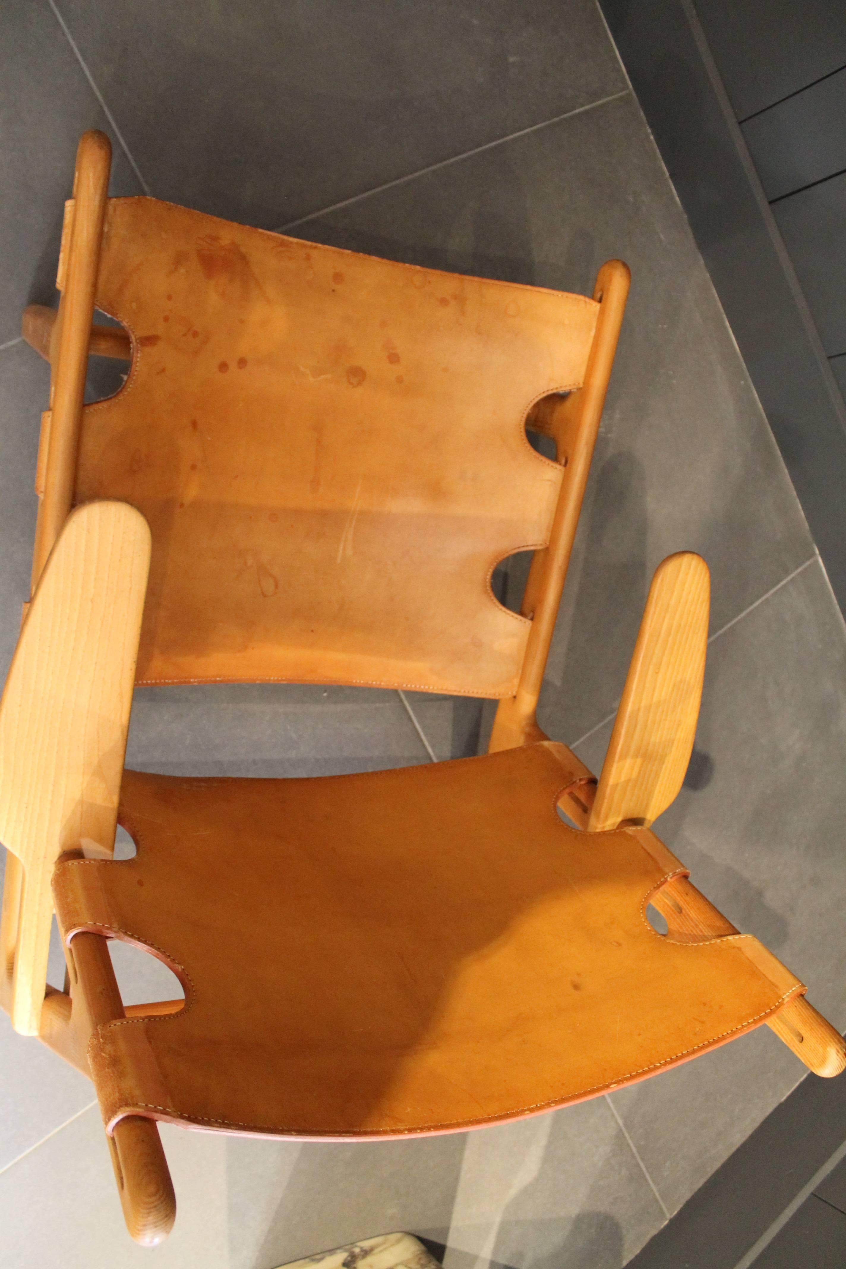 20th Century Leather Hunting Chair by Børge Mogensen