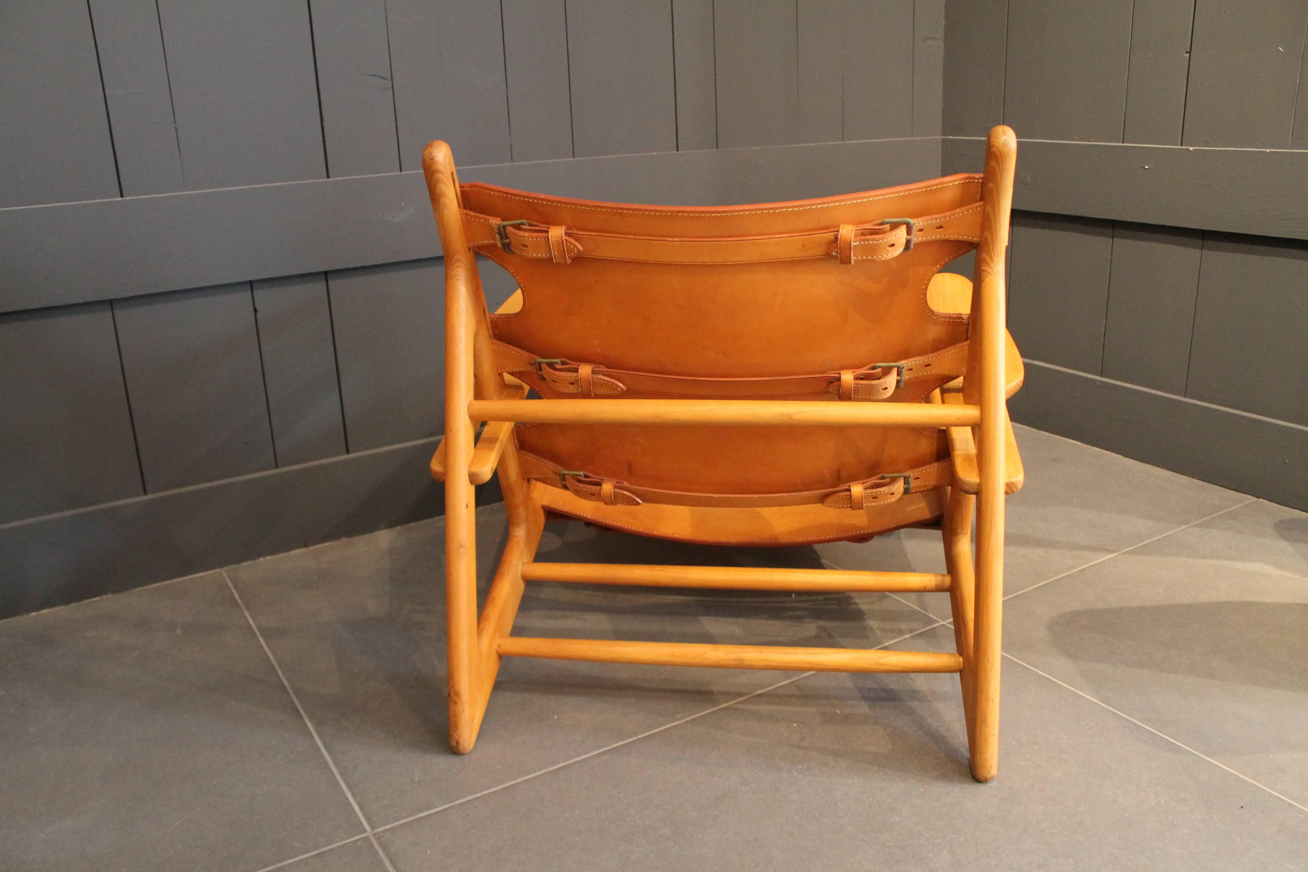 Mid-Century Modern Leather Hunting Chair by Børge Mogensen