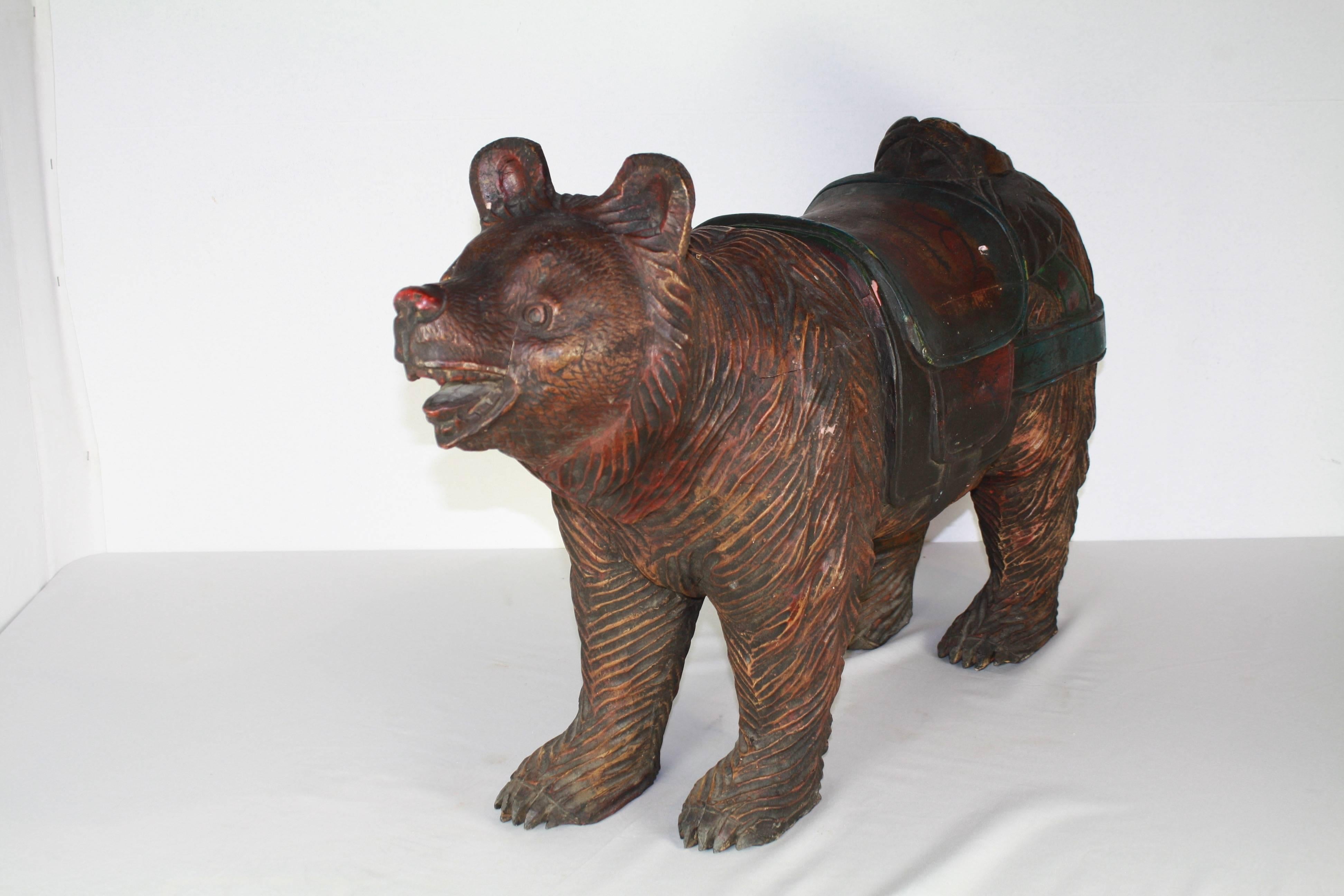 Belgian Early 20th Century Carved Oak European Folk Art Bear