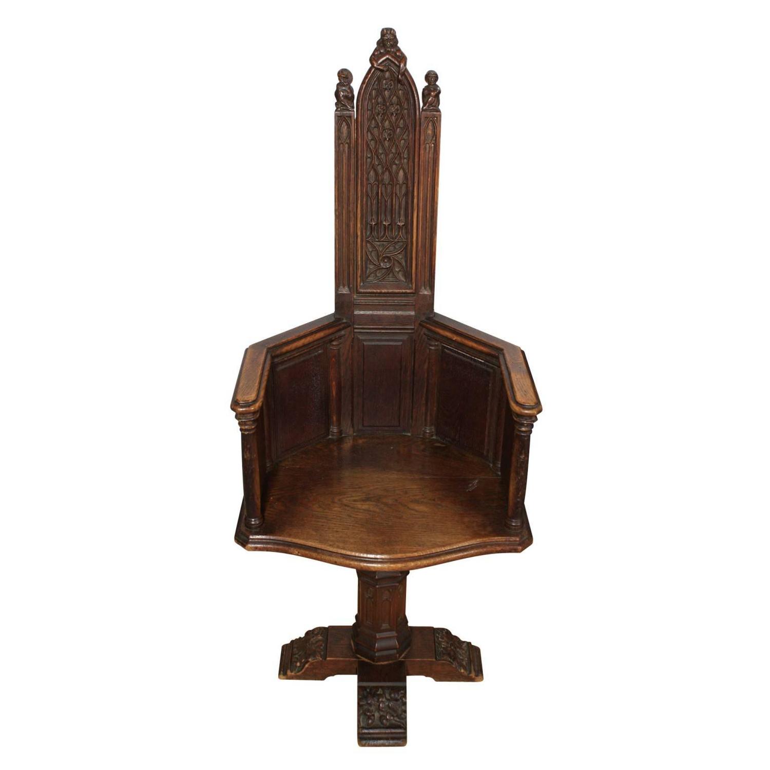 Gothic Desk and Chair, Alphonse De Tombay Dated 1891 For Sale at 1stdibs