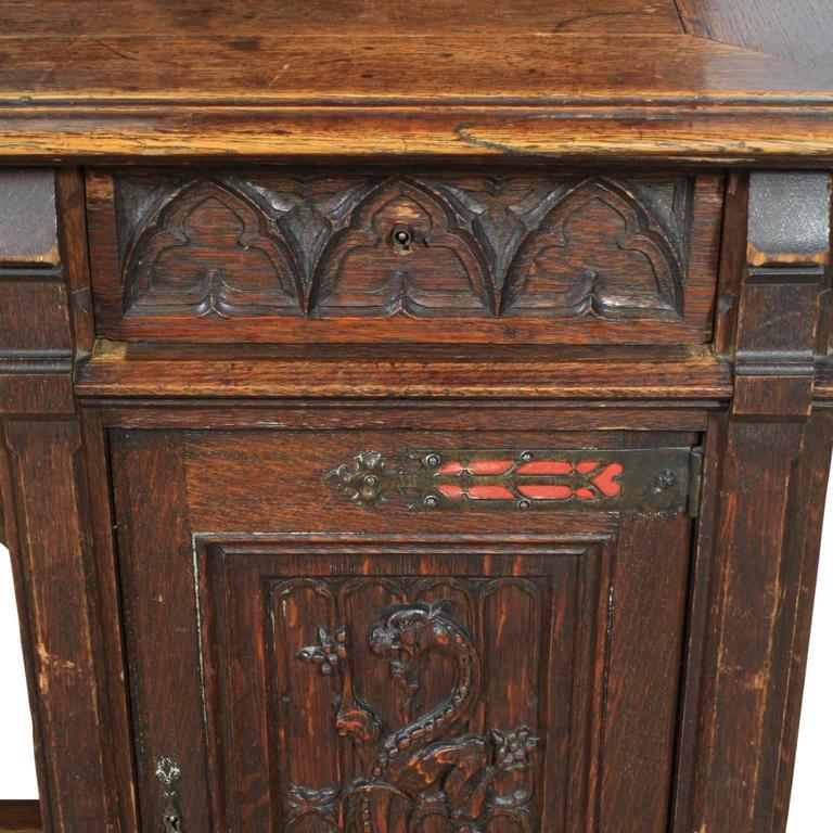 Gothic Desk and Chair, Alphonse De Tombay Dated 1891 at 1stDibs ...