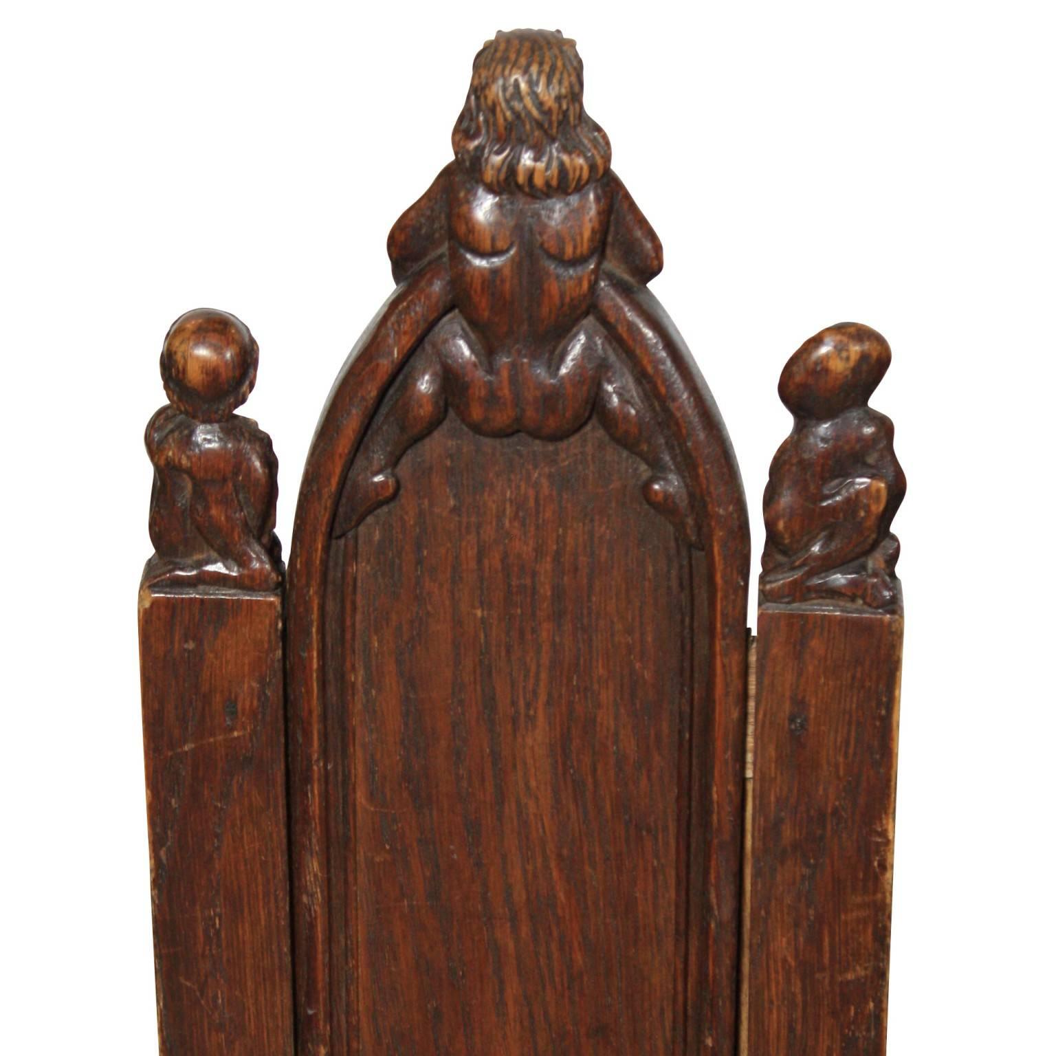 Gothic Desk and Chair, Alphonse De Tombay Dated 1891 In Fair Condition In Evergreen, CO