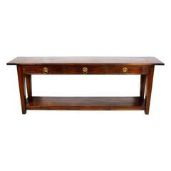 Hand Hewn Mid-Century Modern Oak Console Table