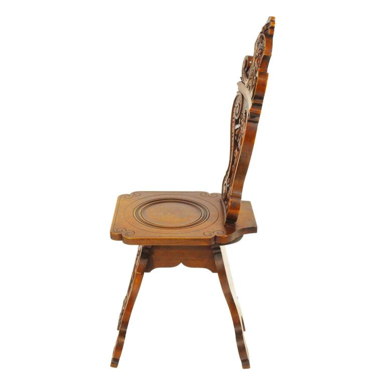 Late 19th Century Walnut Green Men Carved Chairs, Set of Two For Sale