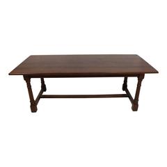 Mid-20th Century Oak Dining Room Table with Eight Leather Chairs