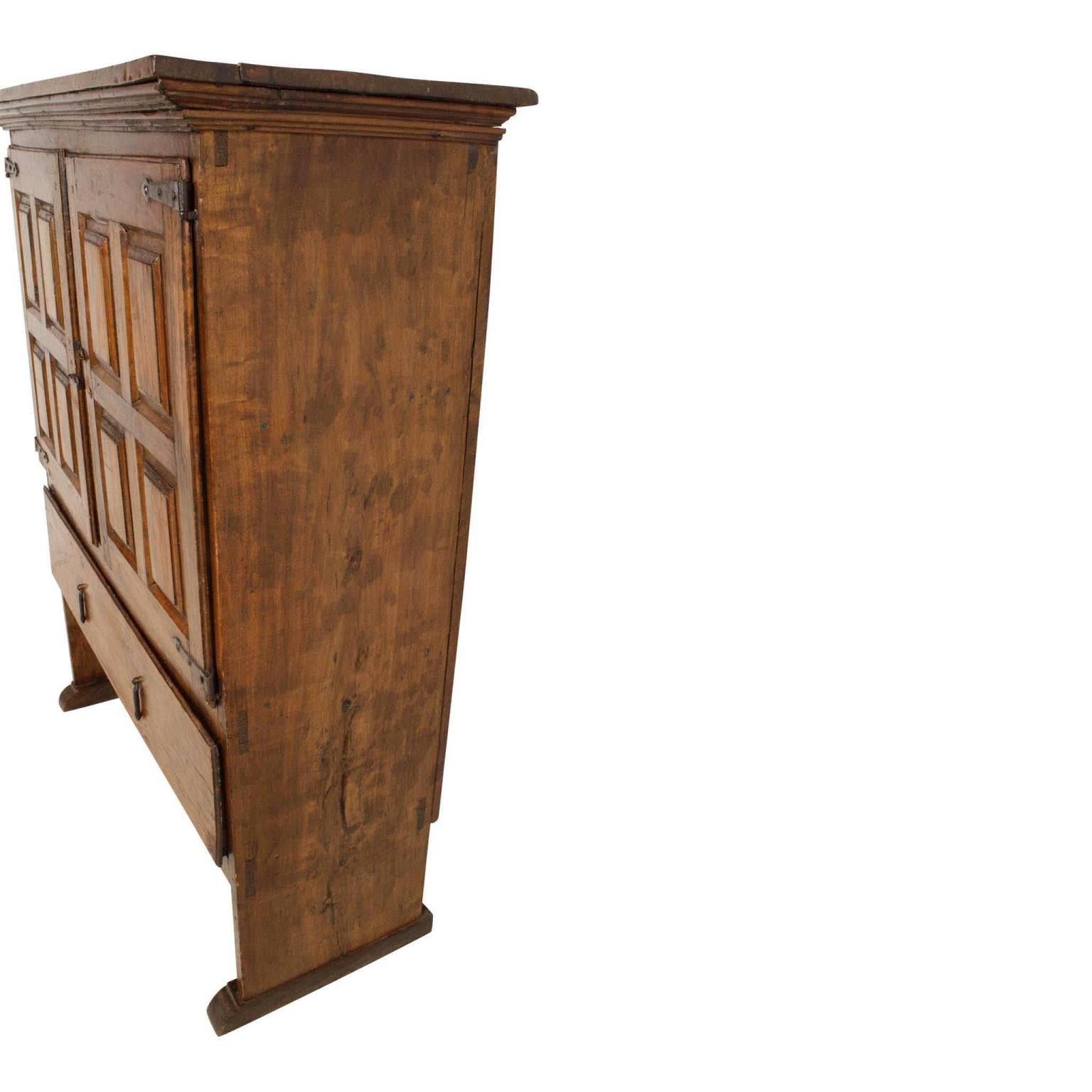 Late 18th Early 19th Century Spanish Hand Hewn Hickory Cabinet 1