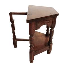 Belgian Oak Convertible Hexagonal Gate-Leg Hallway/Side Table