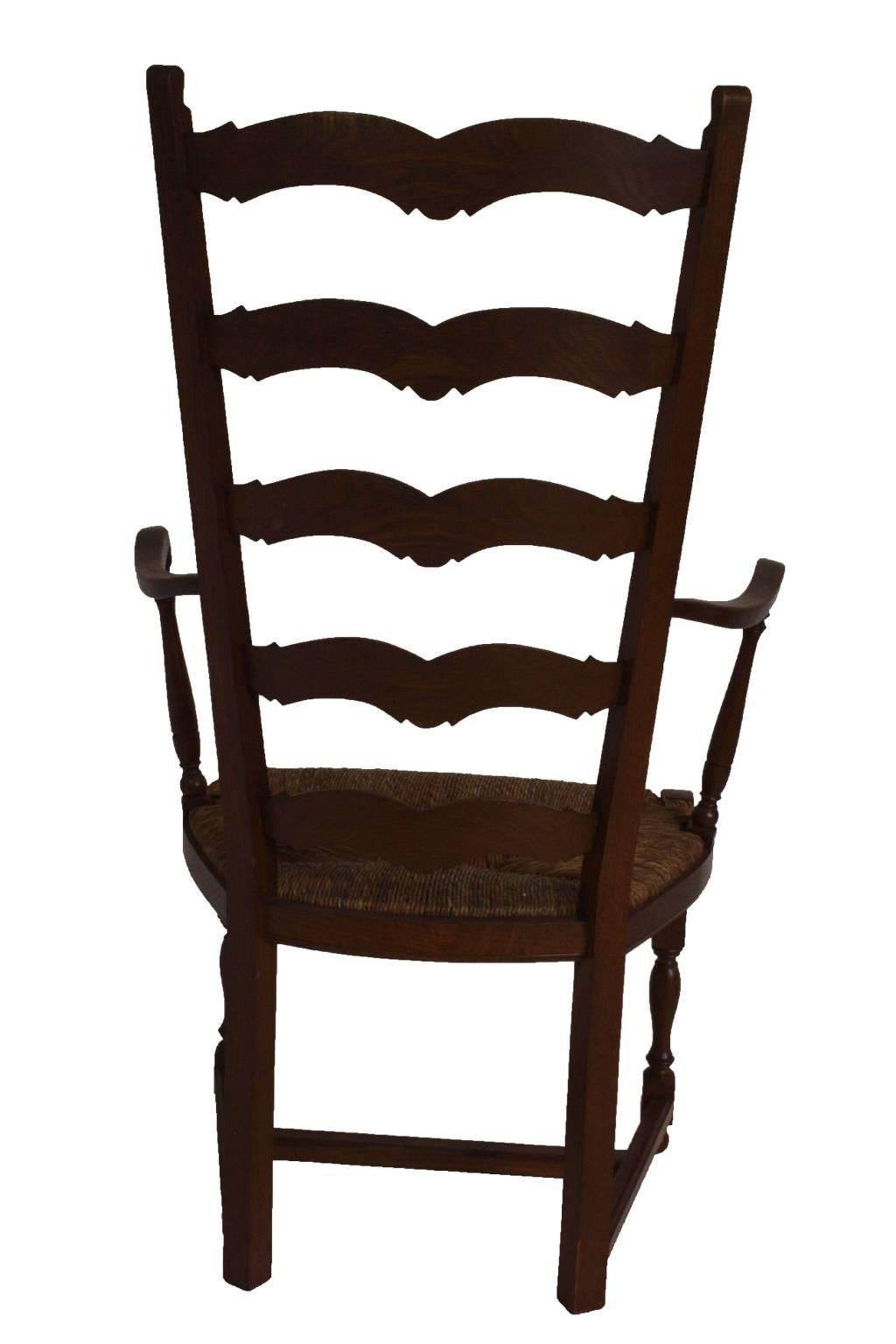 French Country High Ladder Back Armchairs, circa 1900 In Good Condition In Evergreen, CO
