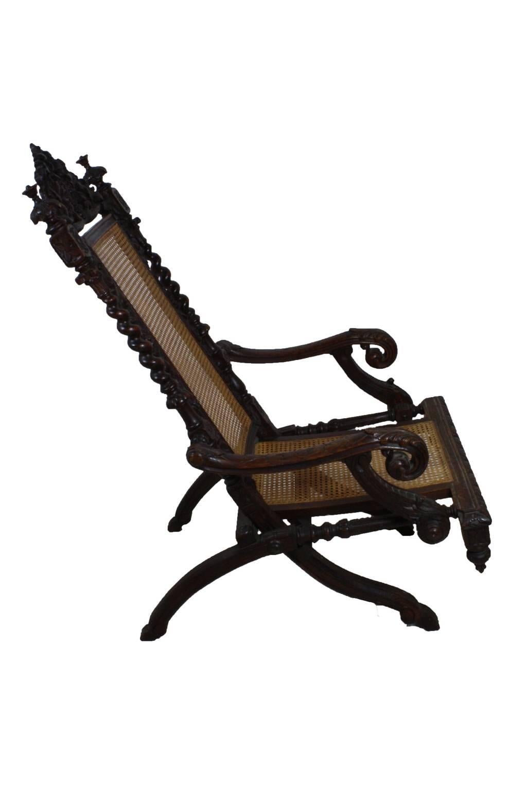Carved 19th Century French Folding Hunt Chair For Sale