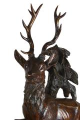 Late 19th Century Black Forest Stag Mantel Clock