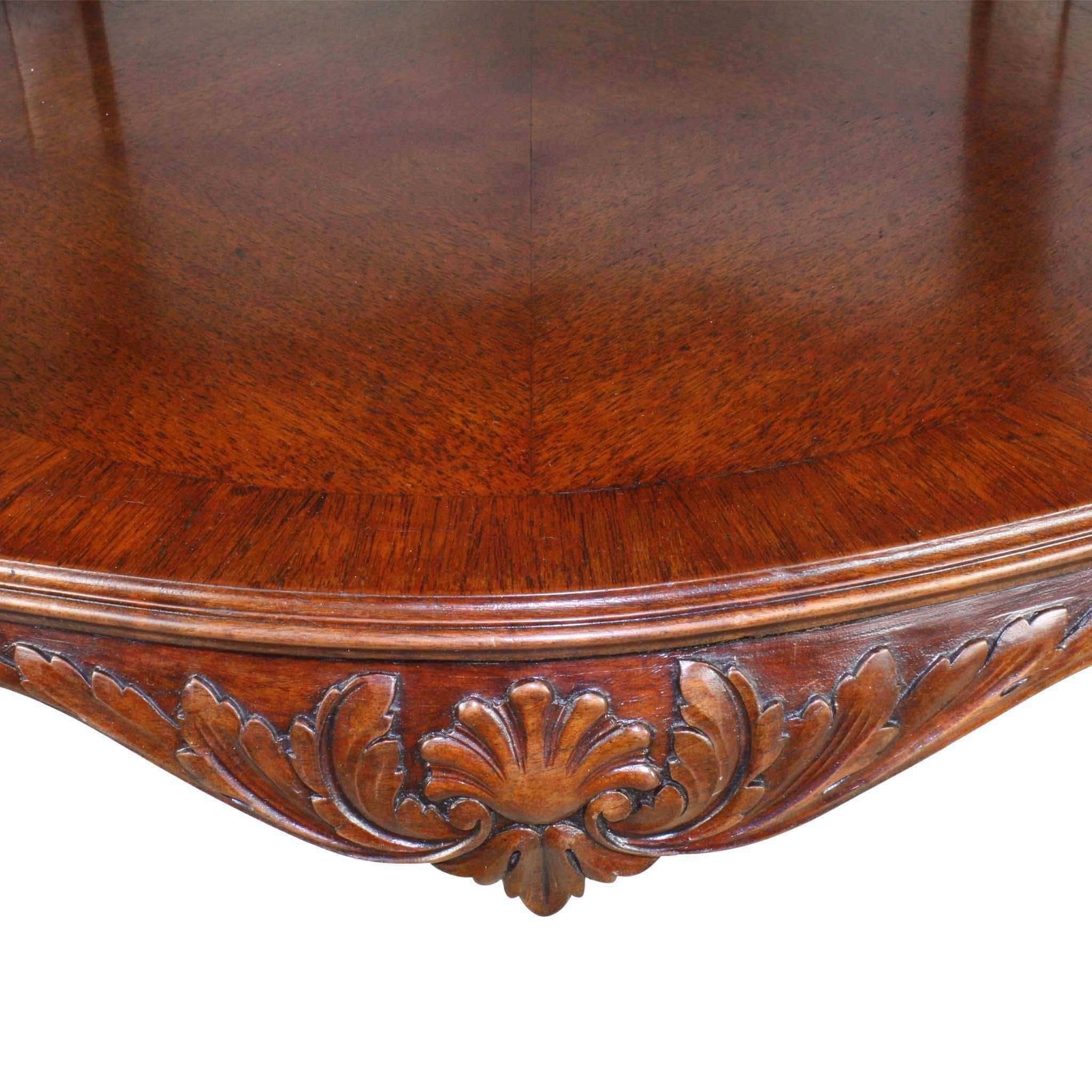 Belgian Late 19th Century Chippendale Style Walnut Occasional Table with Red Marble Top