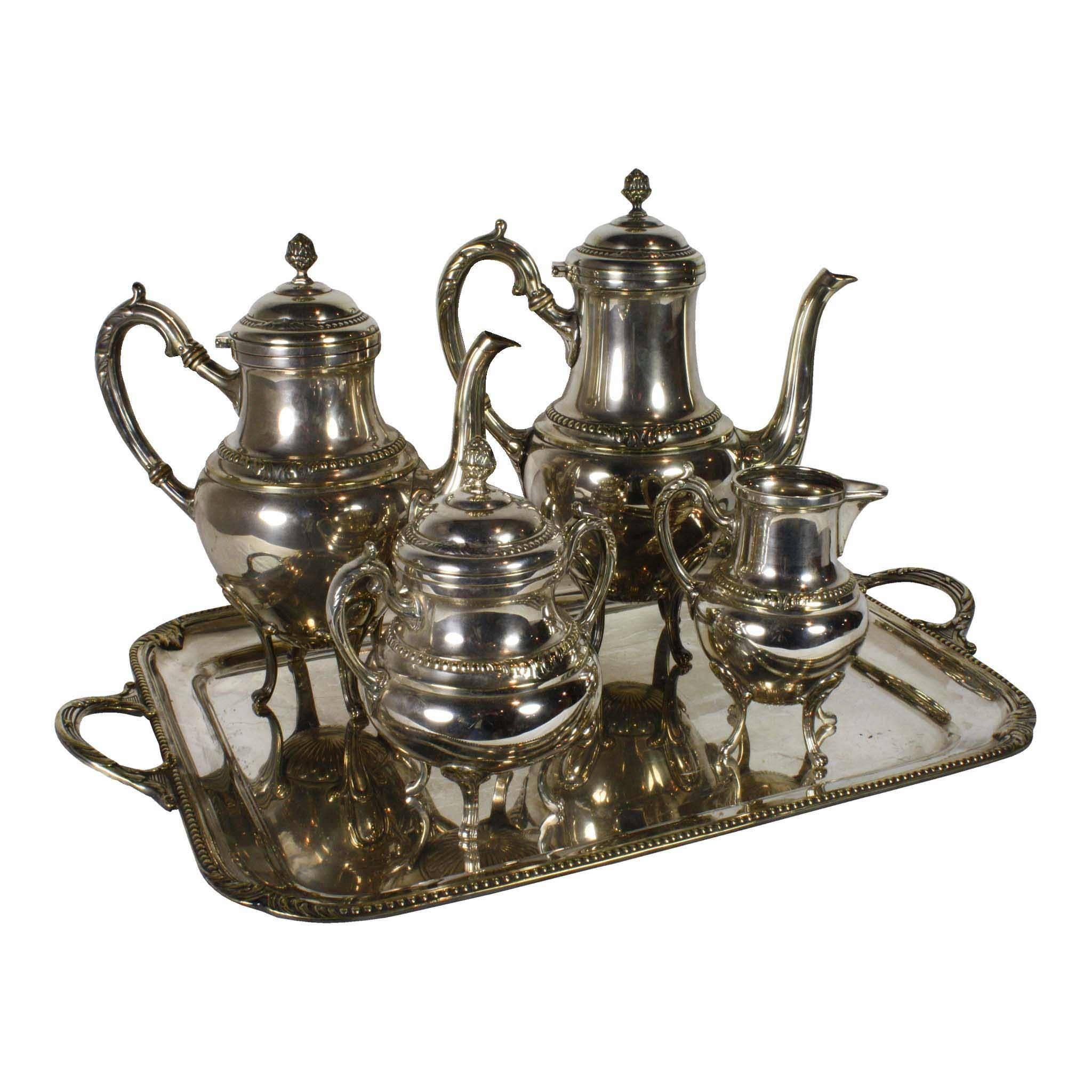 Silver Plated Coffee and Tea Five-Piece Set, Early 20th Century 