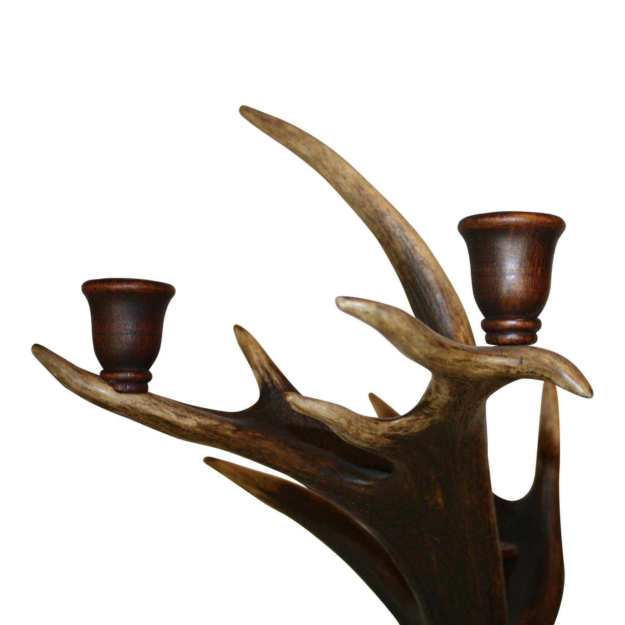 Bulgarian Red Stag Candelabra with Carved Base 3