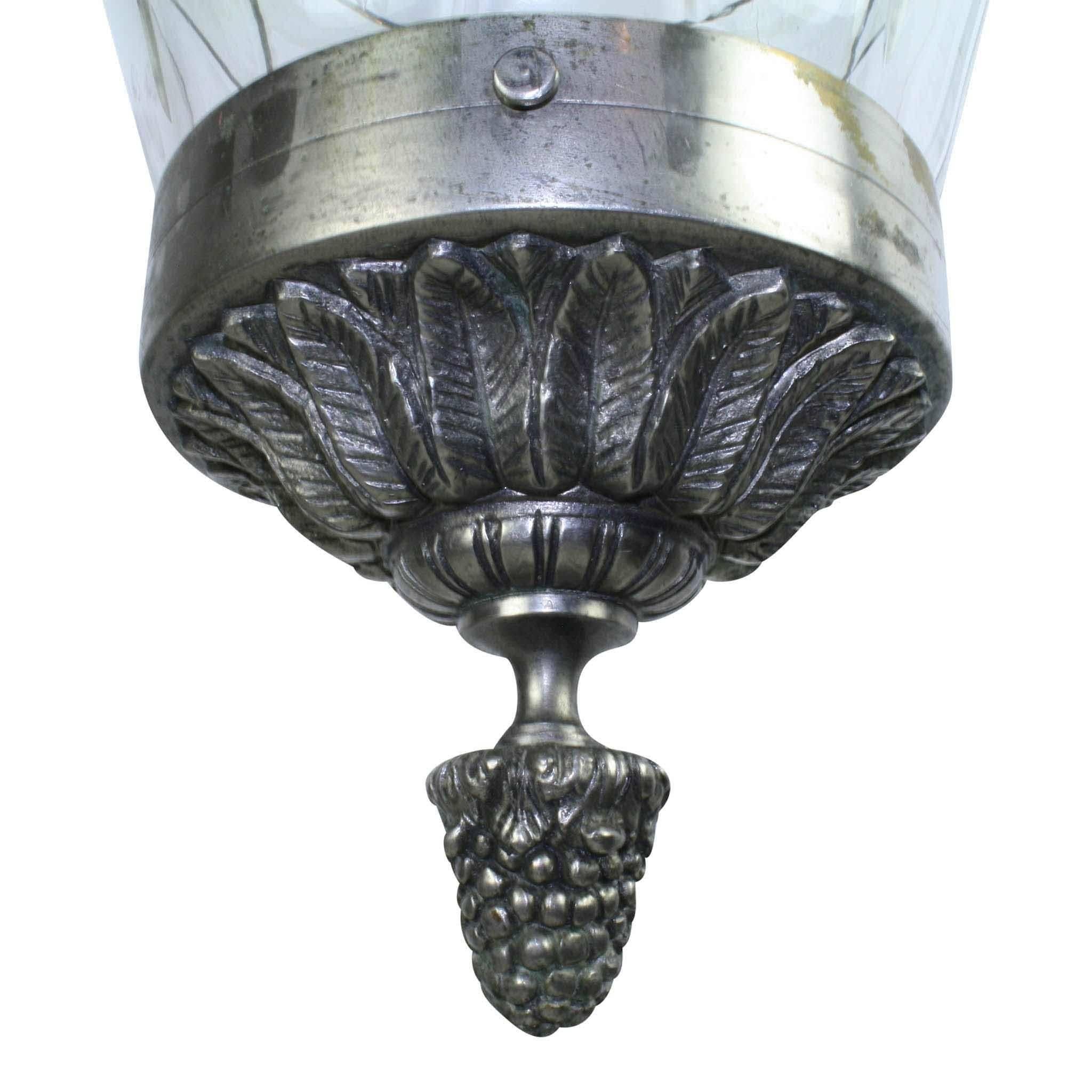 Farol Colgante Art Nouveau de Bronce Cromado y Cristal siglo XX en venta