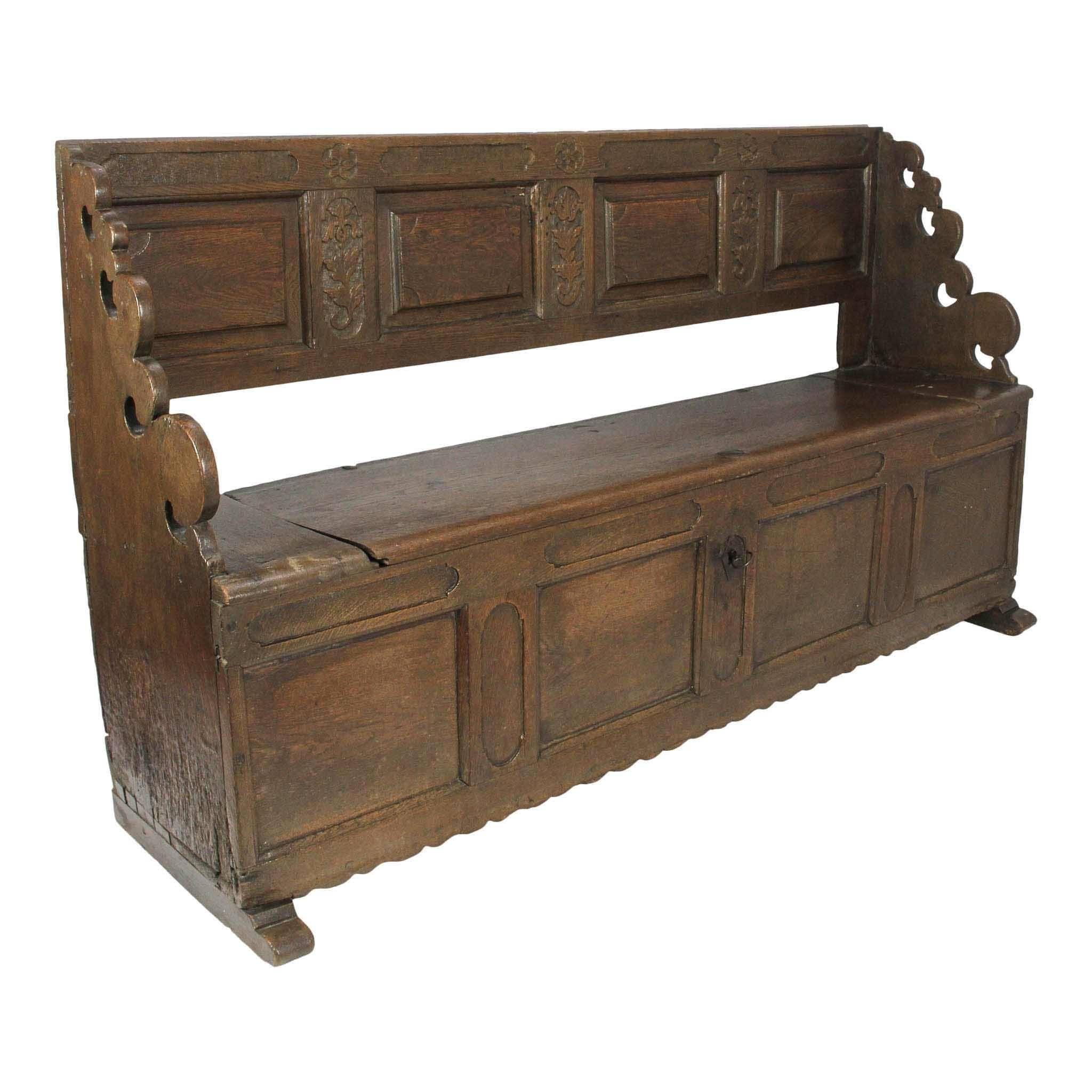 Early 19th Century Danish Beechwood Bench with Storage In Good Condition In Evergreen, CO