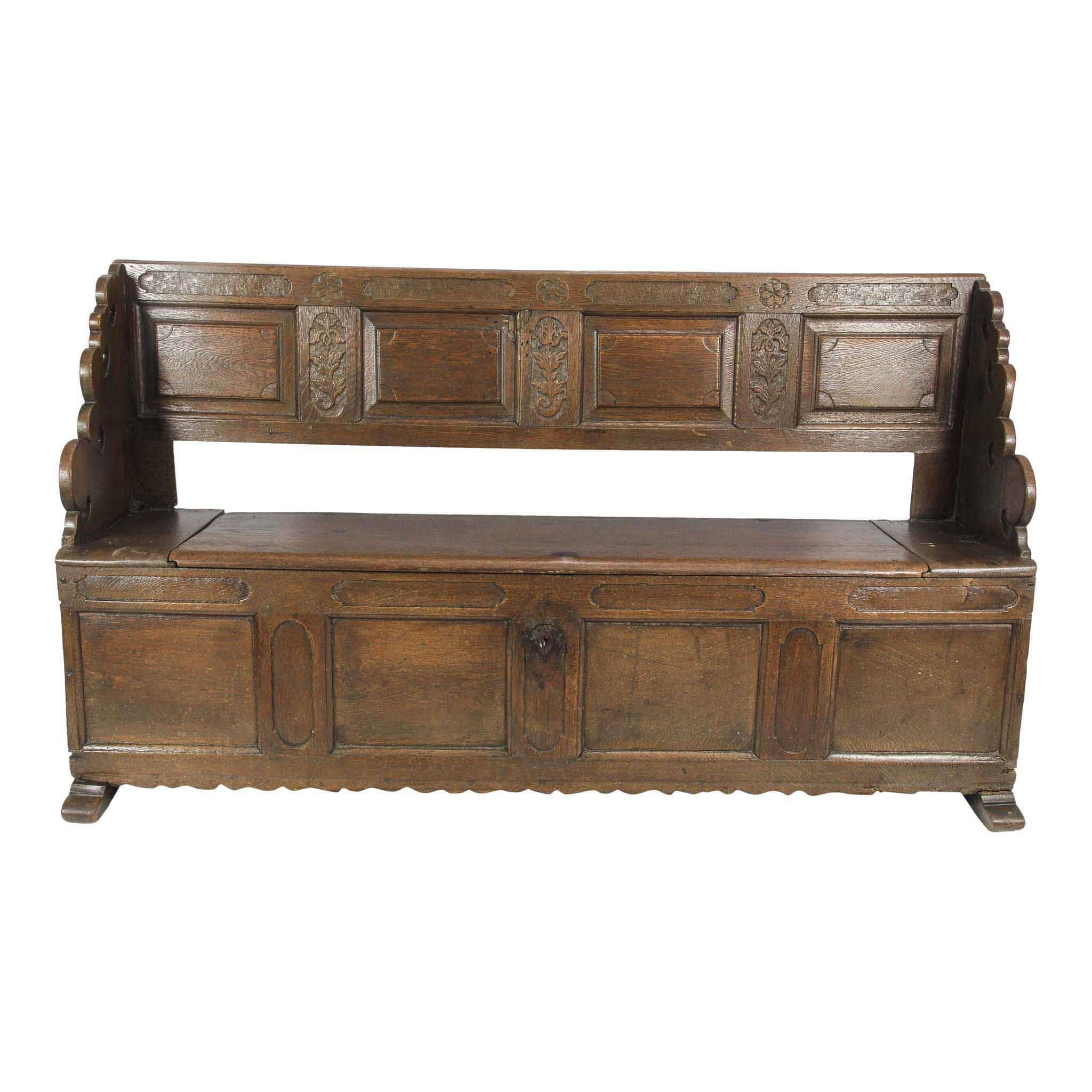 Early 19th Century Danish Beechwood Bench with Storage