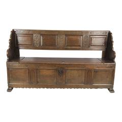 Early 19th Century Danish Beechwood Bench with Storage 3