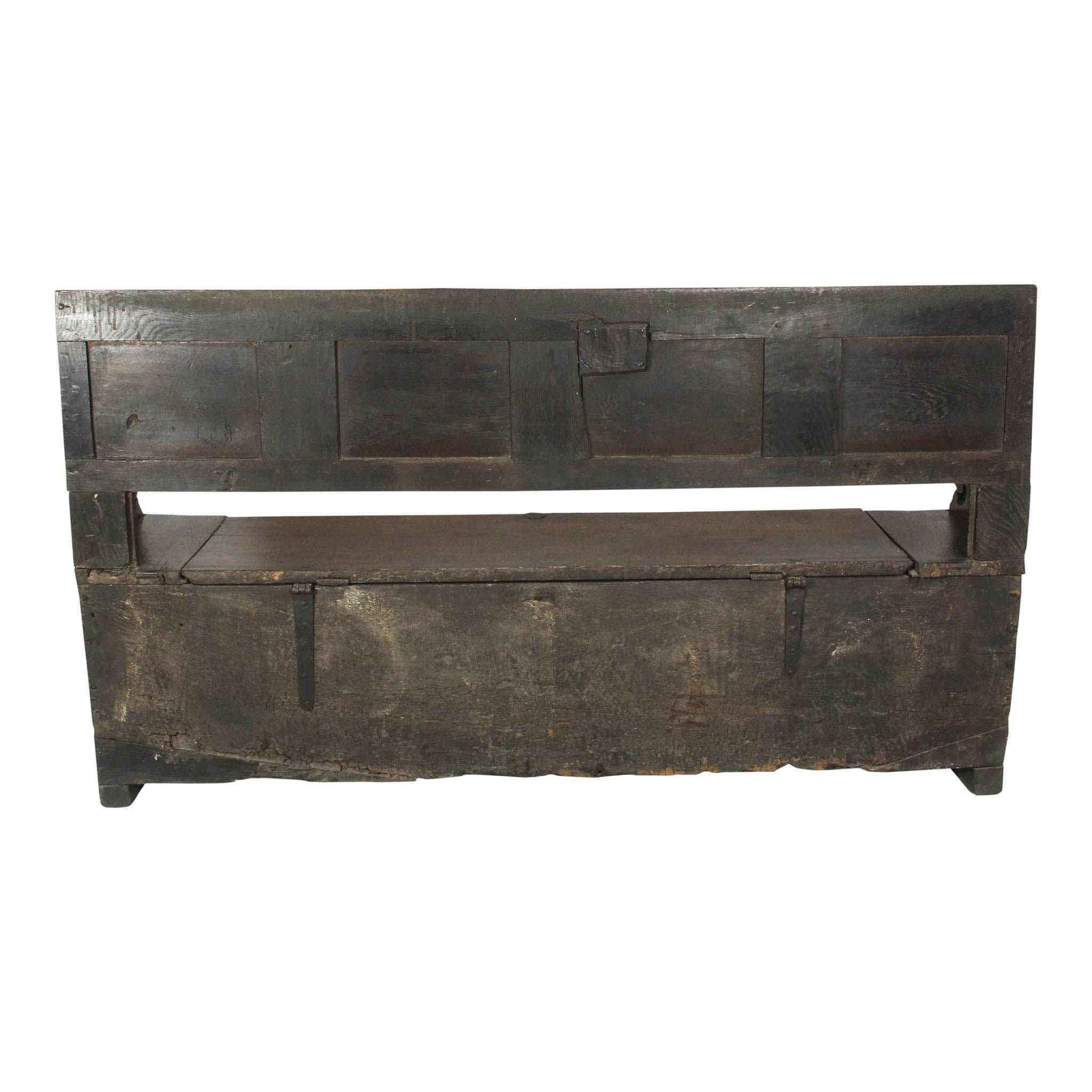 Early 19th Century Danish Beechwood Bench with Storage 2