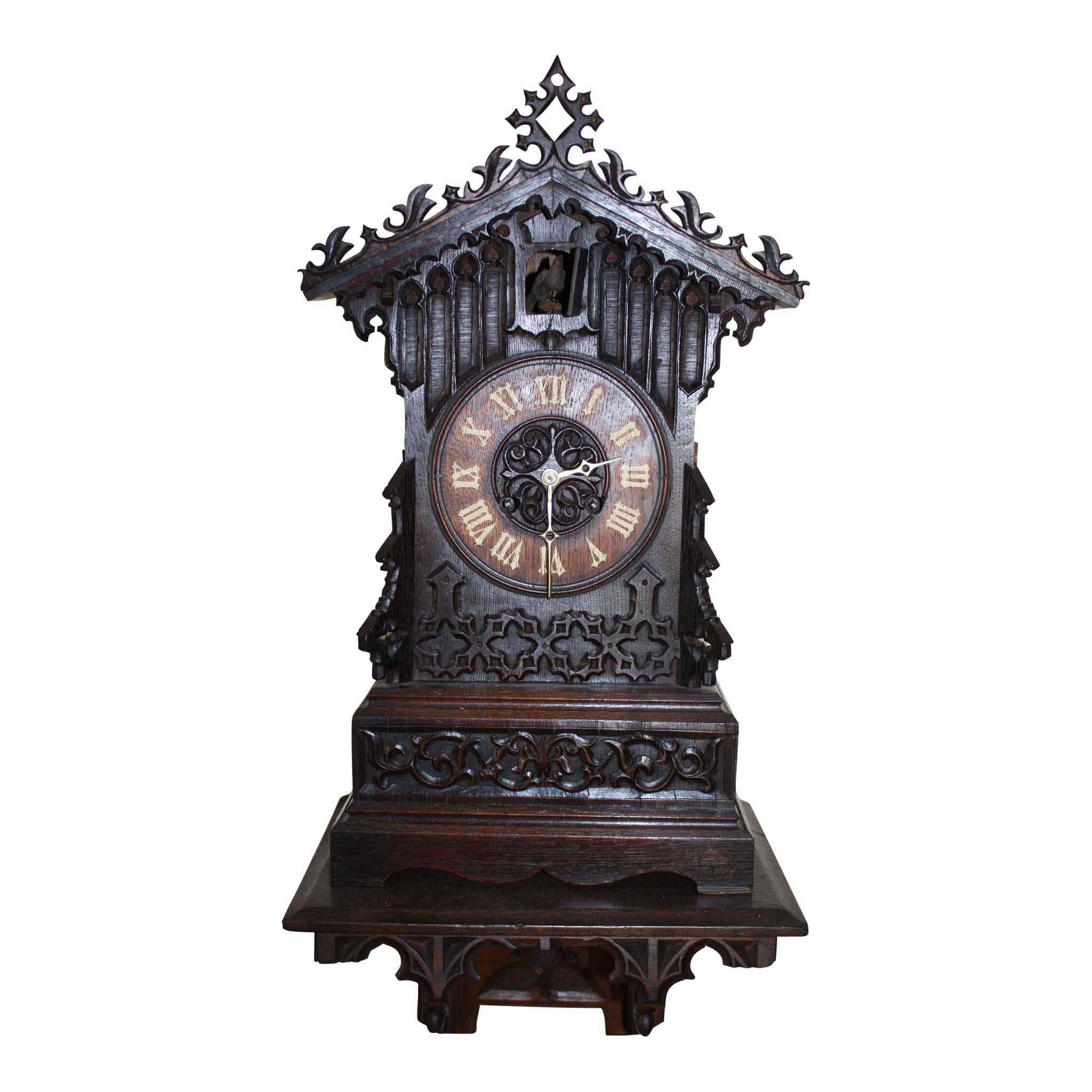 German Cuckoo Clock with Wall-Mounted Shelf, circa 1840