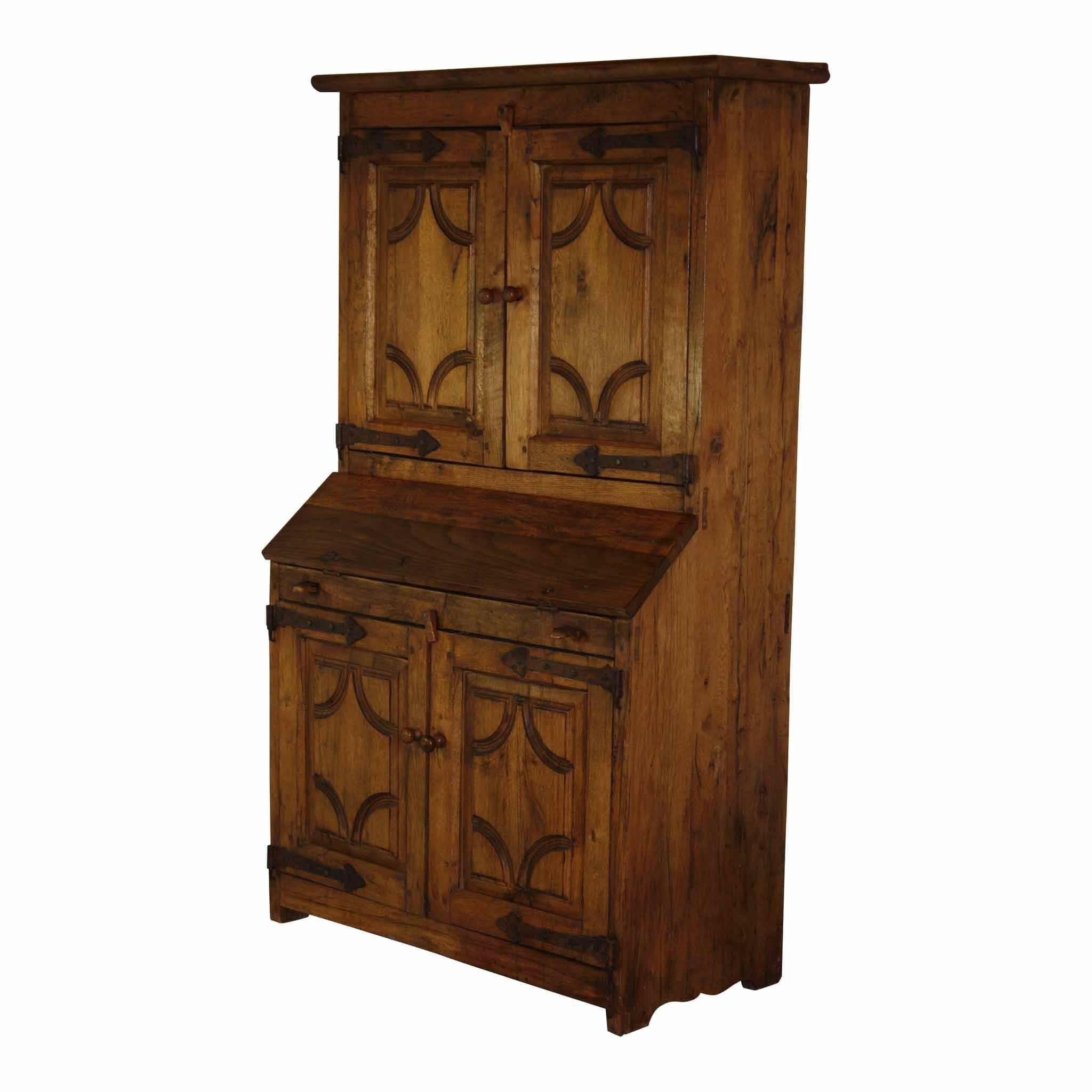 Spanish Walnut Drop Front Secretary, circa 1850